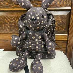 Easter gift 🐰🌷Brown monogram Patterned Bunny Backpack